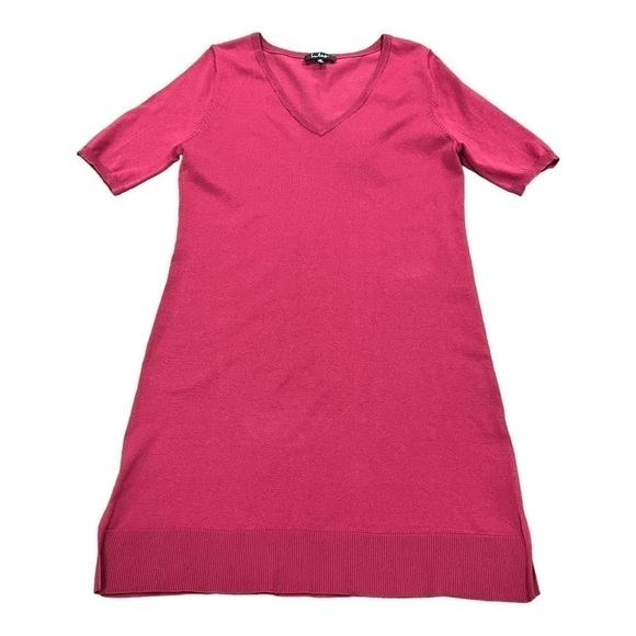 LULUS V-neck elbow sleeve magenta flared sweater dress transitional size medium. - Picture 7 of 8